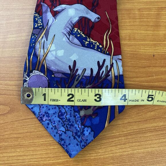 World Wildlife Fund Multicolored Underwater Shark & Fish Theme Tie Necktie #207 - Picture 8 of 8